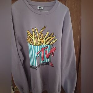 Graphic Print Purple Sweater